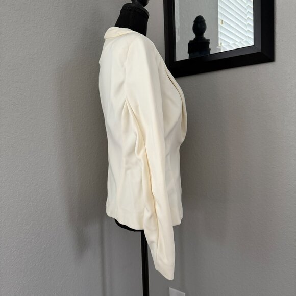 DONNA KARAN Ivory Cream Scuba Stretch Blazer Jacket Sz 8 - Picture 6 of 16